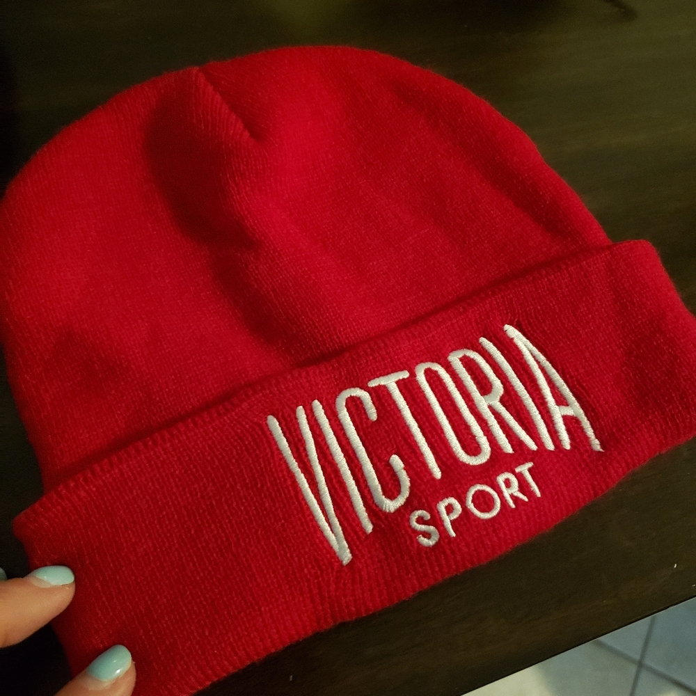 Victoria's Secret Sport Red Beanie Hat
